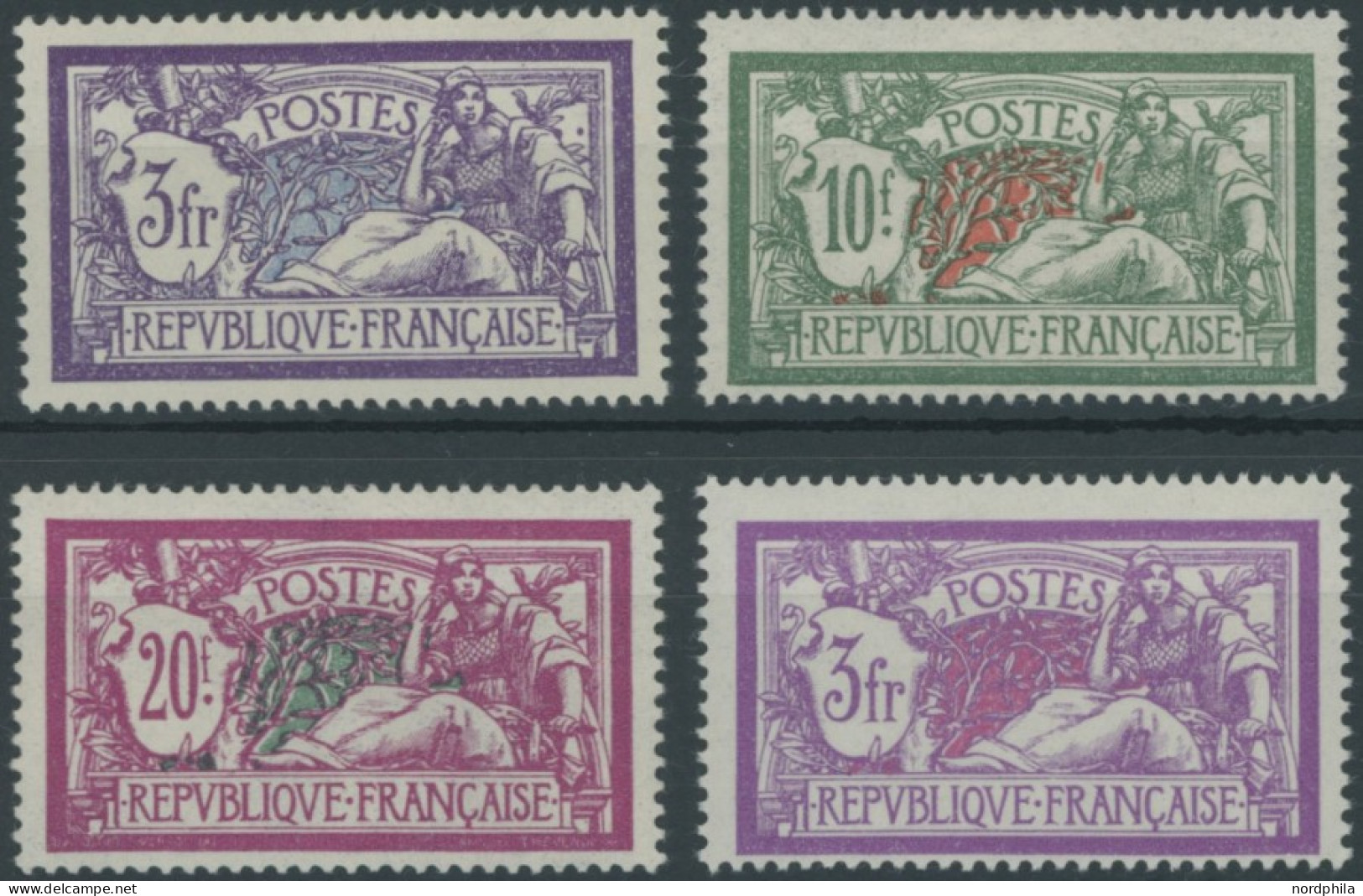 FRANKREICH 181-83,222 , 1925/7, Allegorie, Erstfalzrest, 3 Prachtwerte - Sonstige & Ohne Zuordnung