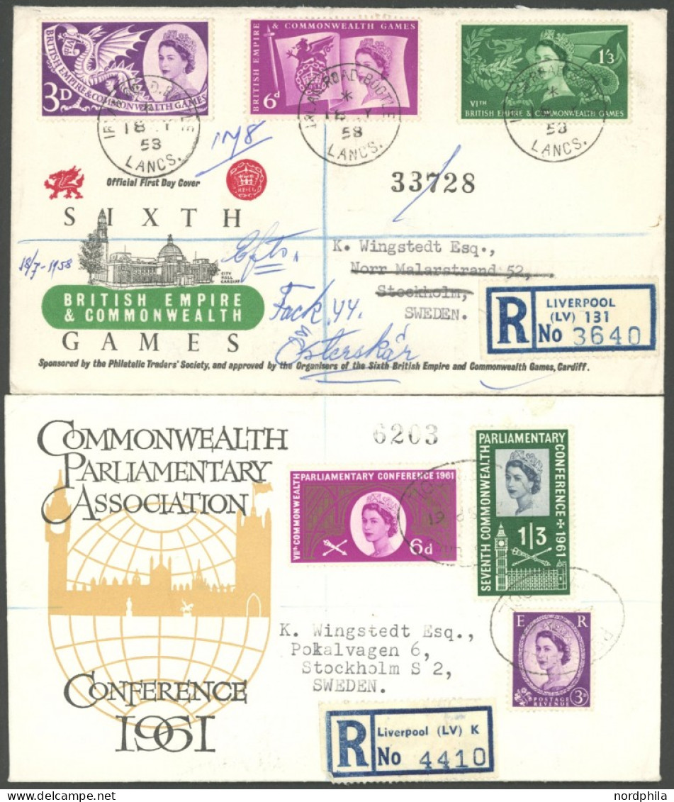 GROSSBRITANNIEN 303-05,349/50 BRIEF, 1958/61, Empire- Und Commonwealth-Festspiele Und Commonwealth - Parlaments-Konferen - Other & Unclassified