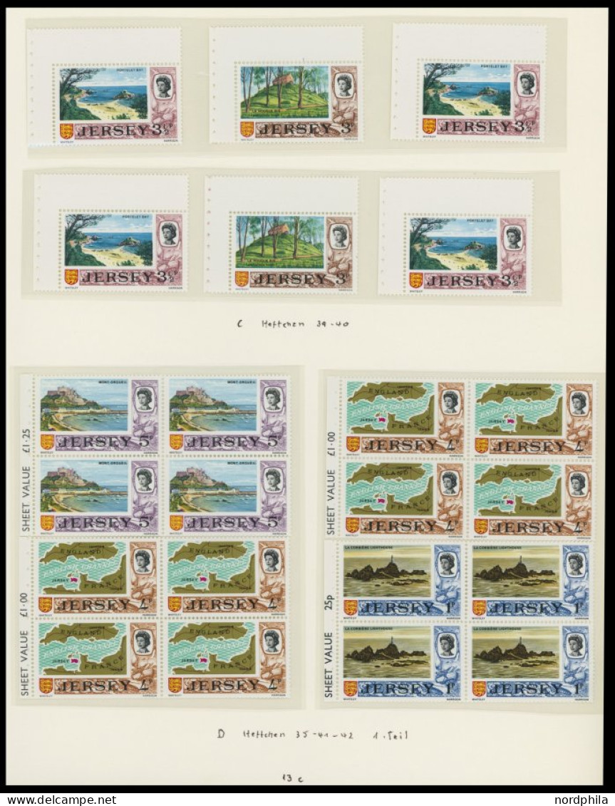JERSEY , Bis Auf 3 Kleine Werte überkomplette Postfrische Sammlung Jersey Von 1858-1981 Im Borek Falzlosalbum Mit Marken - Jersey