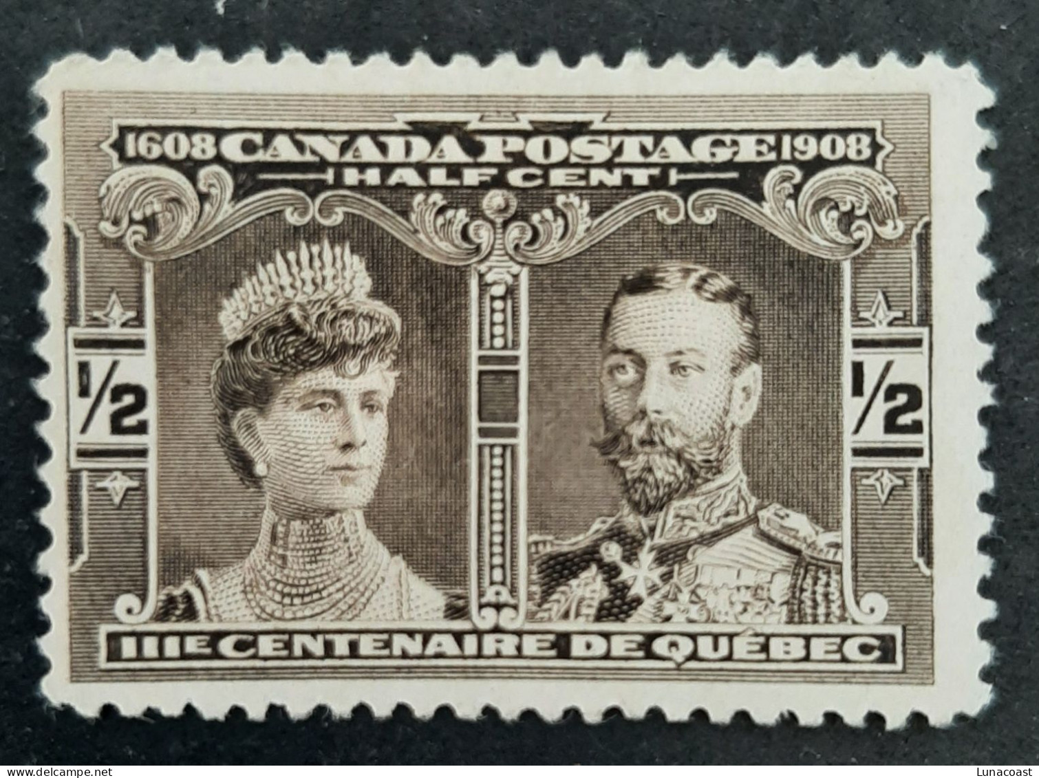 Canada 1908 MNG Sc 100*  1/2c Prince &Princess Of Wales, No Gum - Unused Stamps