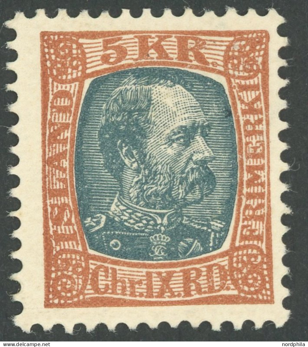 ISLAND 47 , 1904, 5 Kr. Rotbraun/grau, Falzrest, Pracht, Mi. 130.- - Sonstige & Ohne Zuordnung