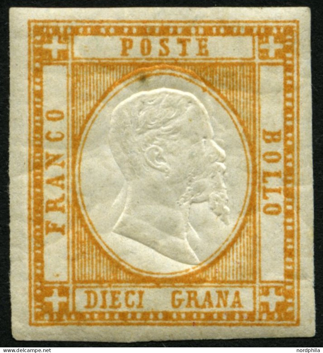 ITALIEN 6a , 1861, 10 Gr. Orange Mit Leichter Doppelter Kopfprägung, Falzreste, Gummi Etwas Bügig, Pracht, Signiert Kosa - Nuovi