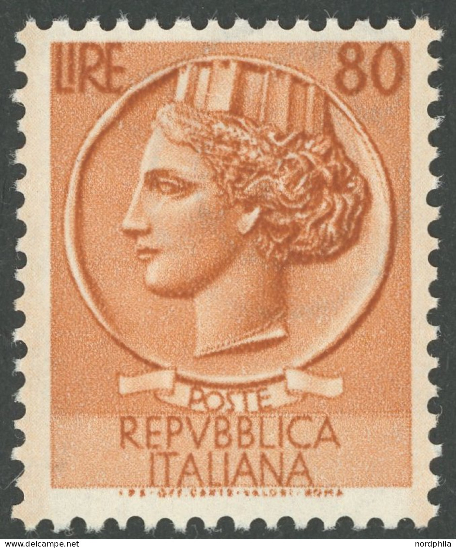 ITALIEN 891 , 1953, 80 L. Orangebraun, Wz. 3, Postfrisch, Pracht, Mi. 120.- - Ohne Zuordnung