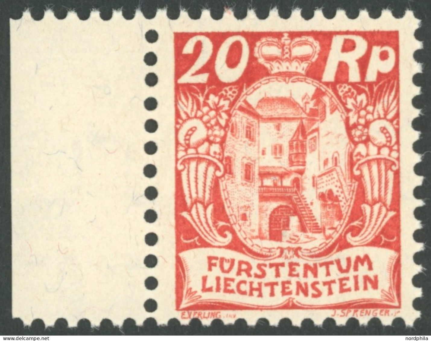 LIECHTENSTEIN 70 , 1926, 20 Rp. Dunkelzinnoberrot, Postfrisch, Pracht, Mi. 170.- - Otros & Sin Clasificación