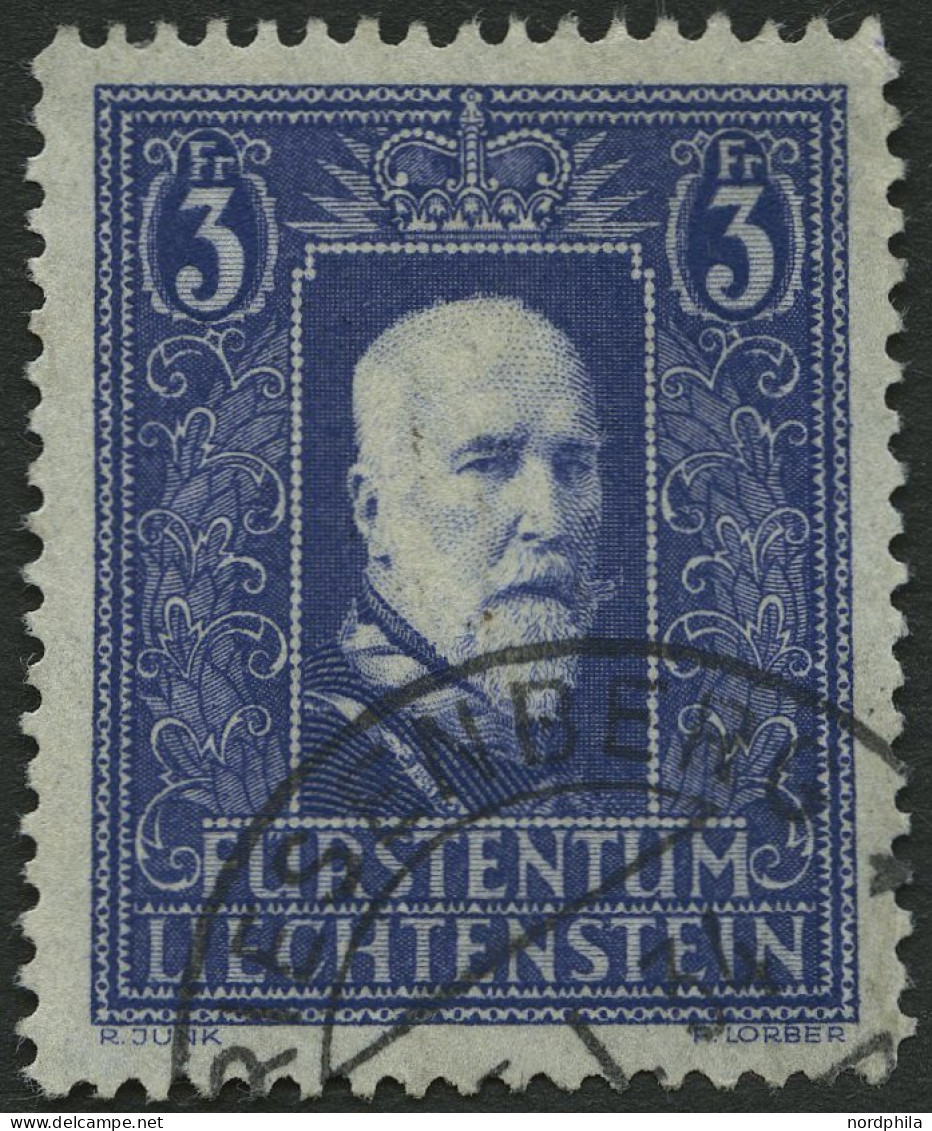 LIECHTENSTEIN 141I O, 1933, 3 Fr. Fürst Franz I, Pracht, Gepr. Liniger, Mi. 280.- - Sonstige & Ohne Zuordnung