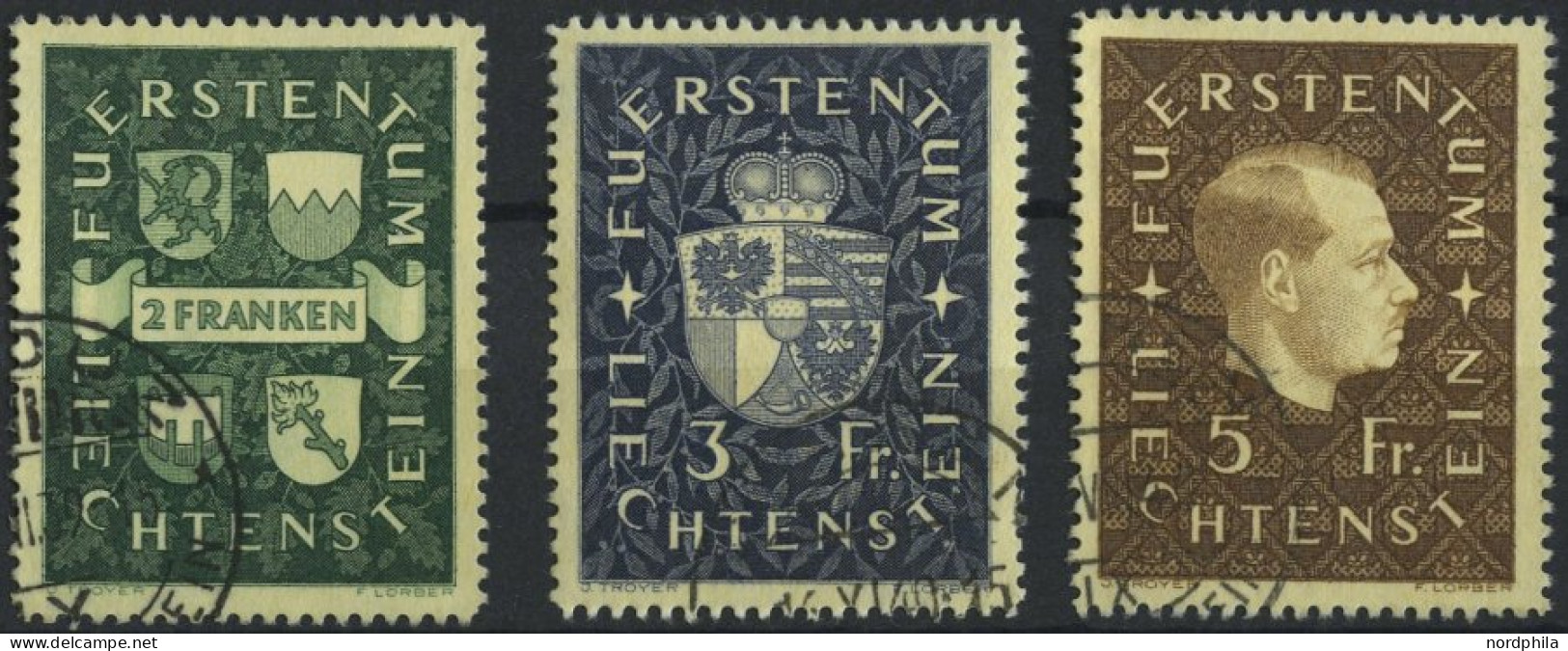 LIECHTENSTEIN 183-85 O, 1939, Wappen Und Fürst Franz Josef II, Prachtsatz, Mi. 140.- - Andere & Zonder Classificatie