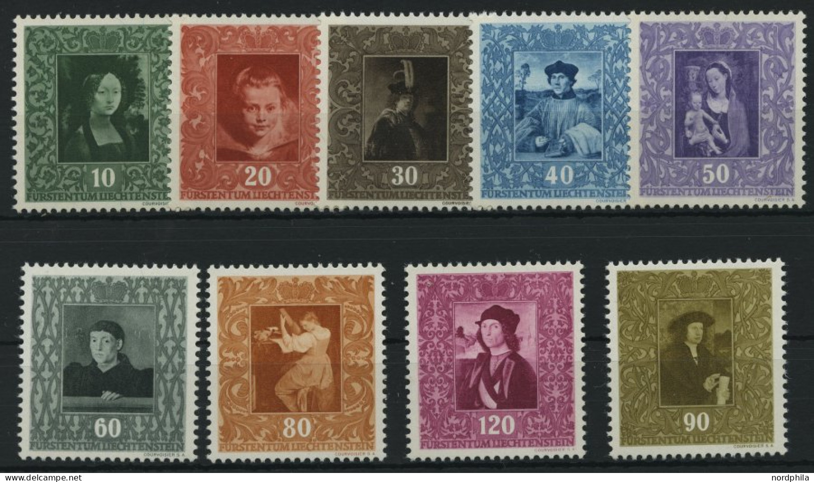 LIECHTENSTEIN 268-76 , 1949, 1. Gemäldeserie, Prachtsatz, Mi. 90.- - Sonstige & Ohne Zuordnung