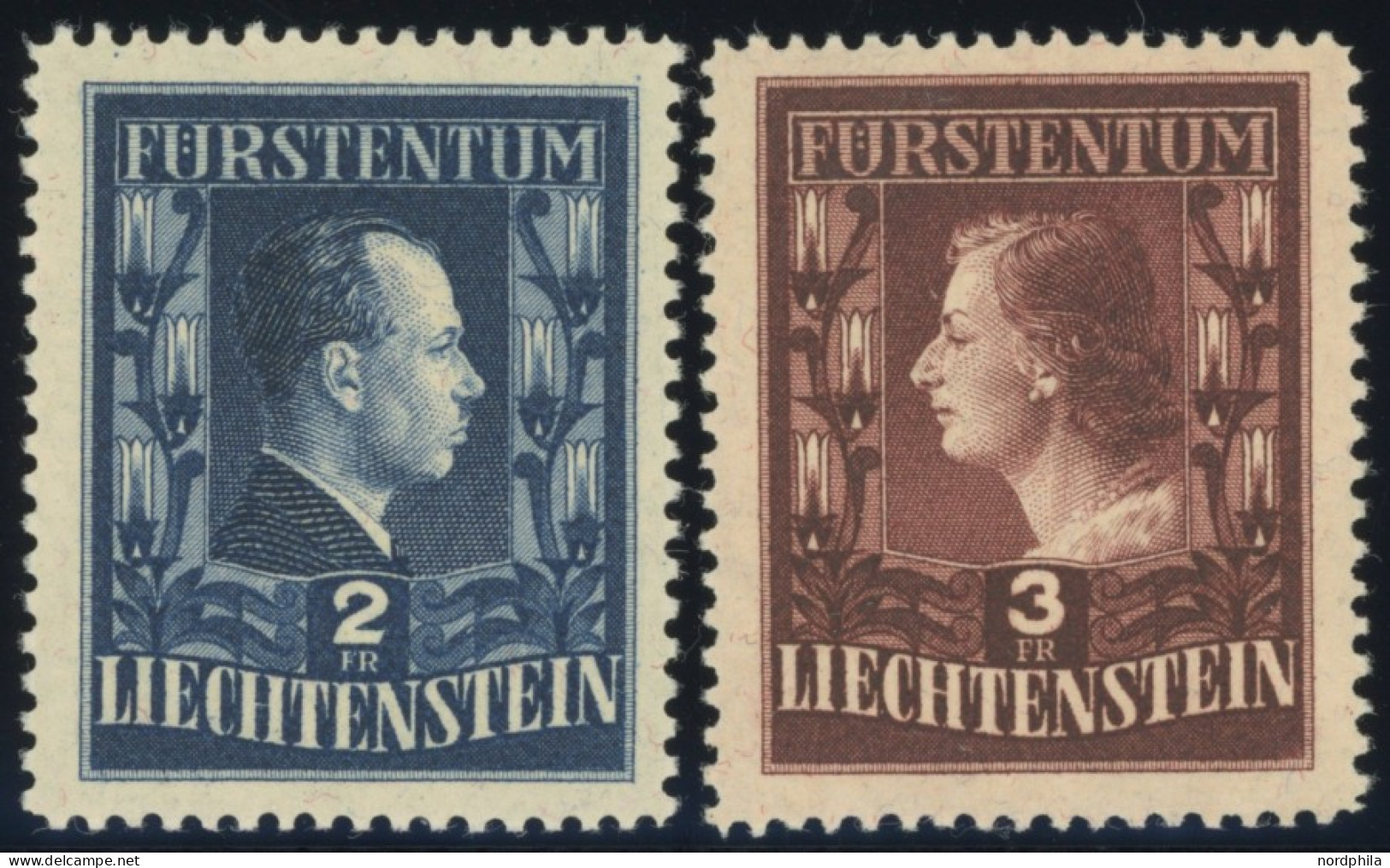 LIECHTENSTEIN 304/5A , 1951, Fürstenpaar, Gezähnt L 121/2:12, Postfrisch, Pracht, Mi. 280.- - Other & Unclassified