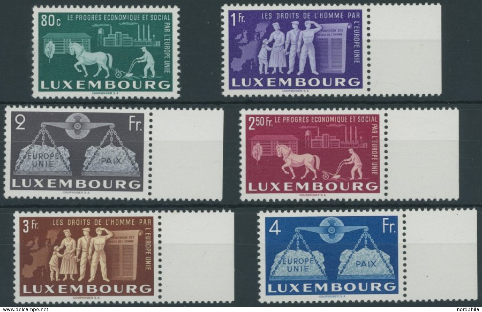 LUXEMBURG 478-83 , 1951, Europäische Einigung, Postfrischer Prachtsatz, Mi. 200.- - Sonstige & Ohne Zuordnung