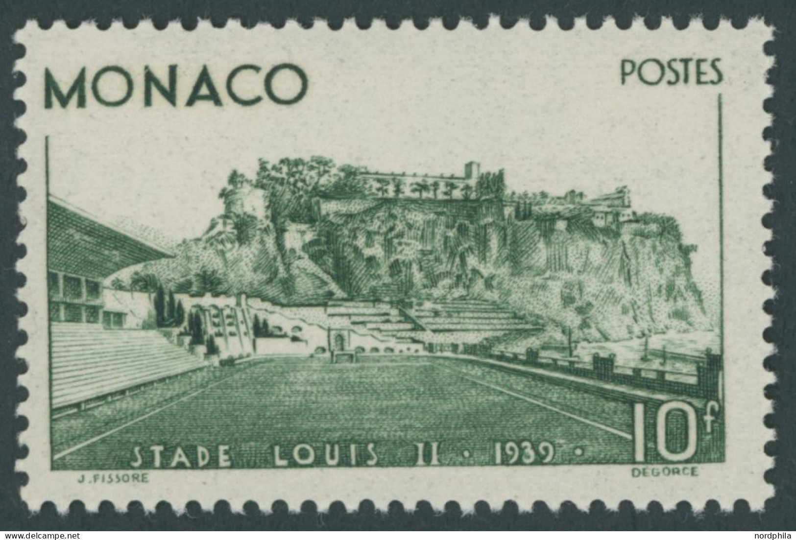 MONACO 189 , 1939, 10 Fr. Louis-II. Stadion, Postfrisch, Pracht, Mi. 170.- - Other & Unclassified