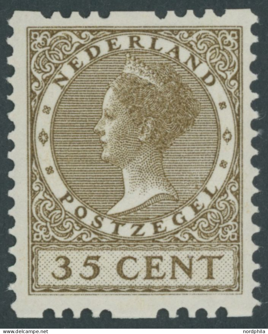 NIEDERLANDE 189B , 1926, 35 C. Braunoliv, Wz. 2, Rollenzähnung, Falzrest, Pracht - Andere & Zonder Classificatie