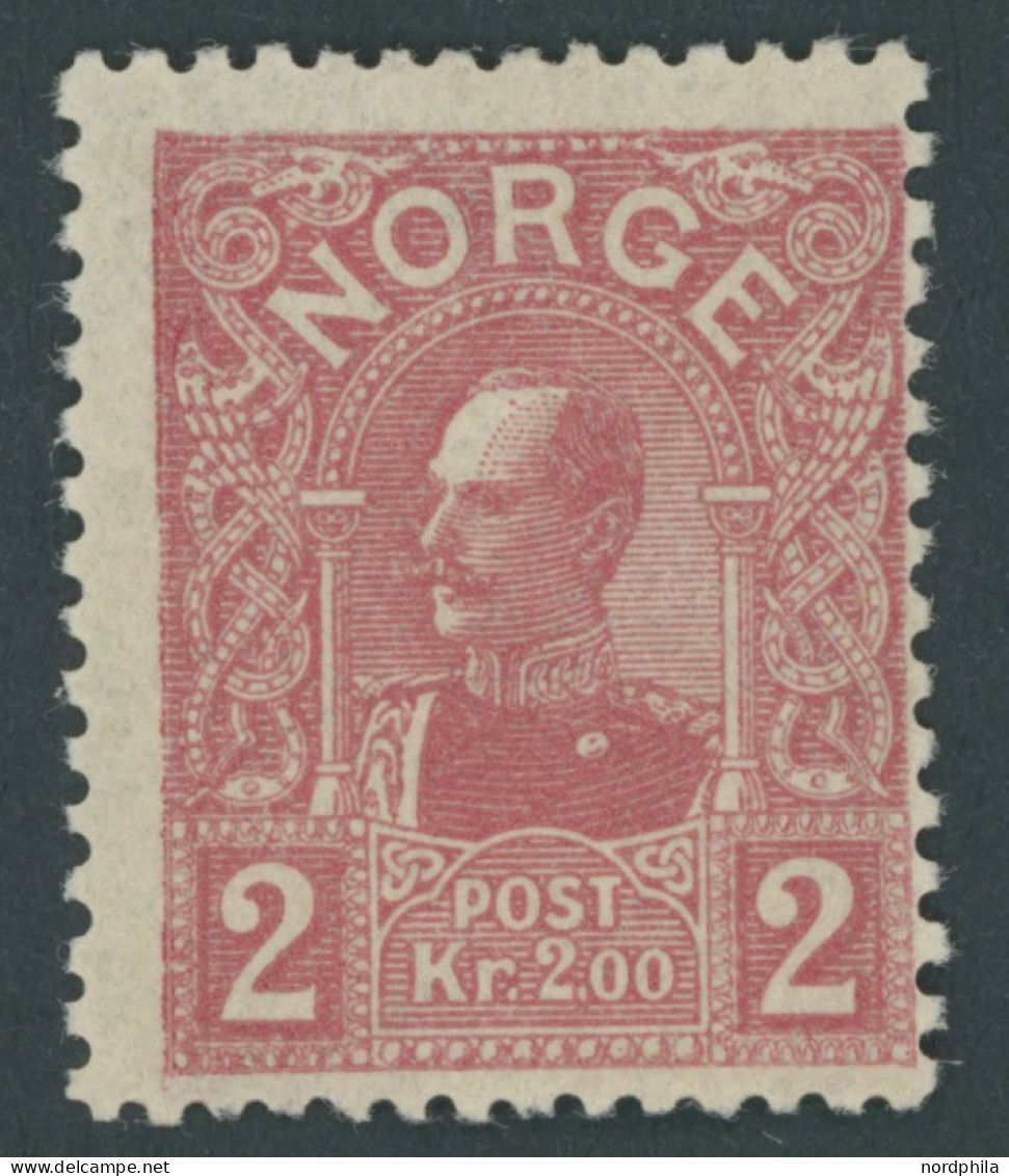 NORWEGEN 74 , 1909, 2 Kr. Rosa, Falzrest, Pracht, Mi. 130.- - Sonstige & Ohne Zuordnung