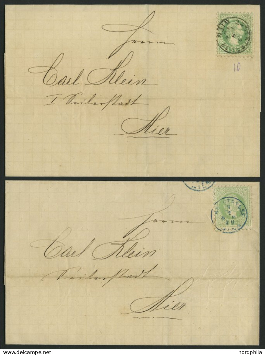 ÖSTERREICH 36I BRIEF, 1870, 3 Kr. Grün, Grober Druck, Je Auf Ortsbrief Mit Blauem Und Schwarzem K1 LANDSTRASSE WIEN, Pra - Other & Unclassified