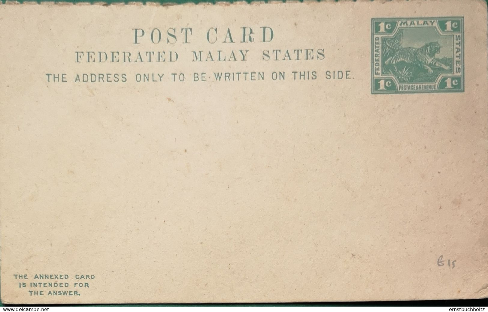 Postkarte 1900 Federated Malay States Mit Tiger SG 28** Postfrisch Green - Altri - Asia