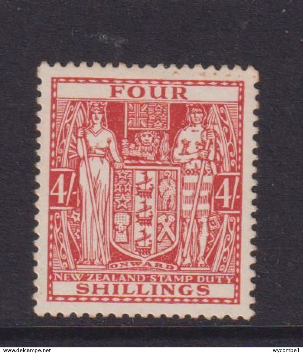 NEW ZEALAND  - 1940-52 Postal Fiscal  Wmk Single Lined NZ And Star Close Together 4s Hinged Mint - Postal Fiscal Stamps