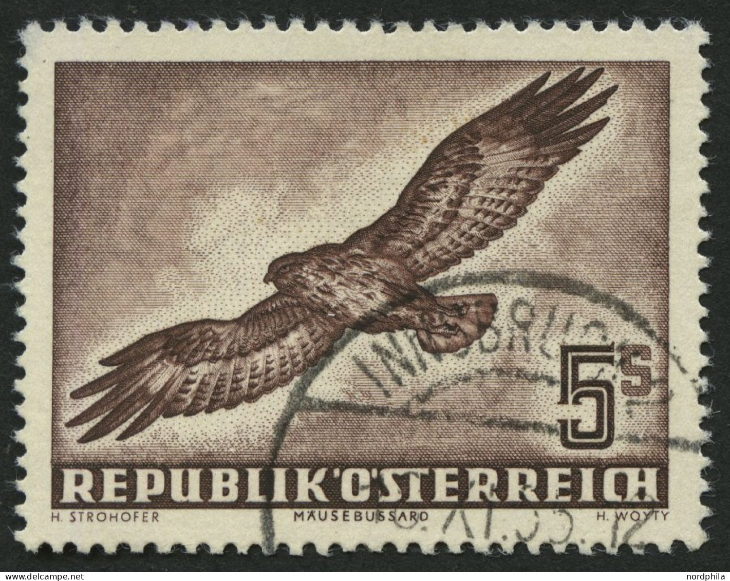 ÖSTERREICH 986 O, 1953, 5 S. Vögel, Pracht, Mi. 120.- - Sonstige & Ohne Zuordnung