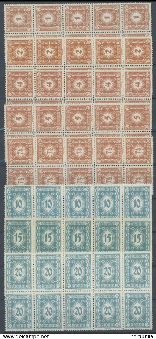 PORTOMARKEN P 103-17 , 1922, Neue Ziffernzeichnung, 10 Postfrische Sätze In Bogenteilen, Fast Nur Prachterhaltung, Mi. 1 - Postage Due