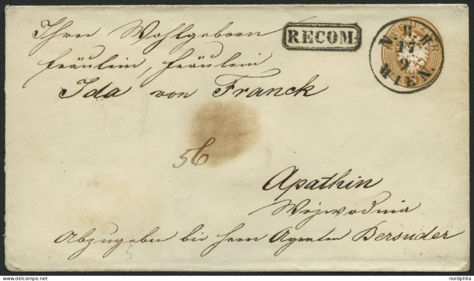 GANZSACHEN U 35,33 BRIEF, 1865, 15 Kr. Braun, Wz. 1, Umschlag Mit Rückseitigem Reco-Porto 10 Kr. Blau Von N.B.H. WIEN Na - Autres & Non Classés