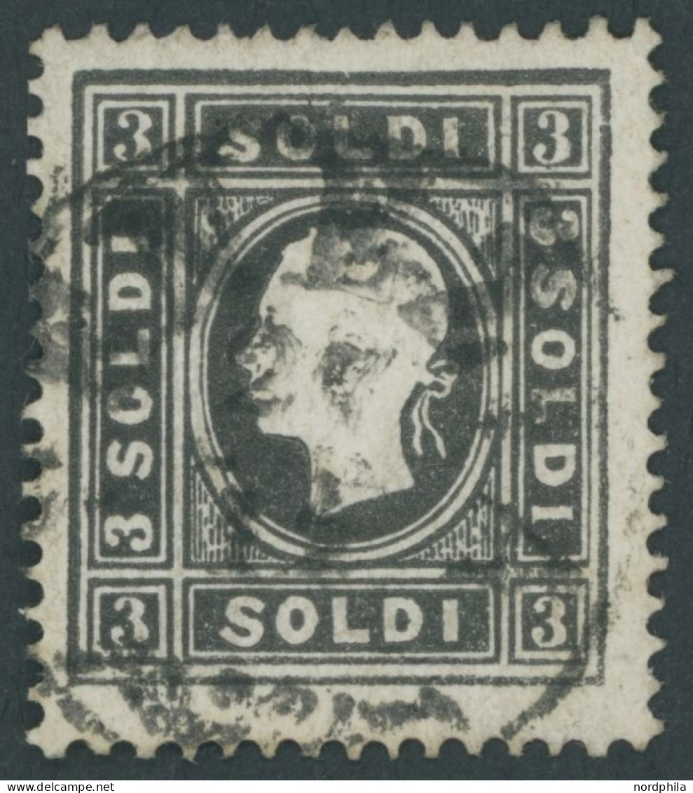 LOMBARDEI UND VENETIEN 7Ia O, 1858, 3 So. Schwarz, Type I, K1 VENEZIA, Pracht, Mi. 270.- - Lombardo-Venetien