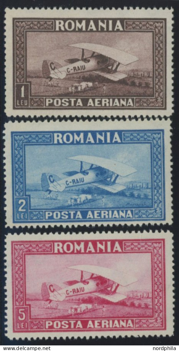 RUMÄNIEN 336-38X,Y , 1928, Flugpost, Beide Wz., 2 Postfrische Prachtsätze, Mi. 70.- - Andere & Zonder Classificatie