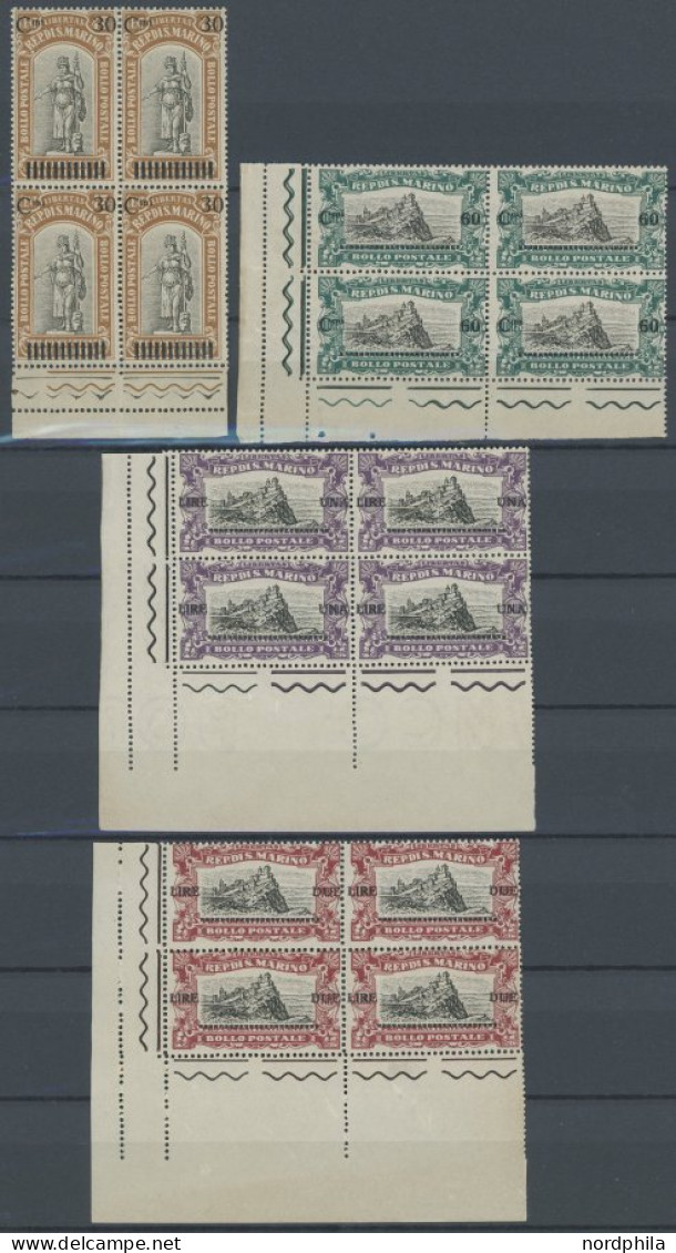 SAN MARINO 105-08 VB , 1924, 30 C. Auf 45 C. - 2 L. Auf 3 L. Kriegsverletzte In Postfrischen Randviererblocks Meist Aus  - Other & Unclassified