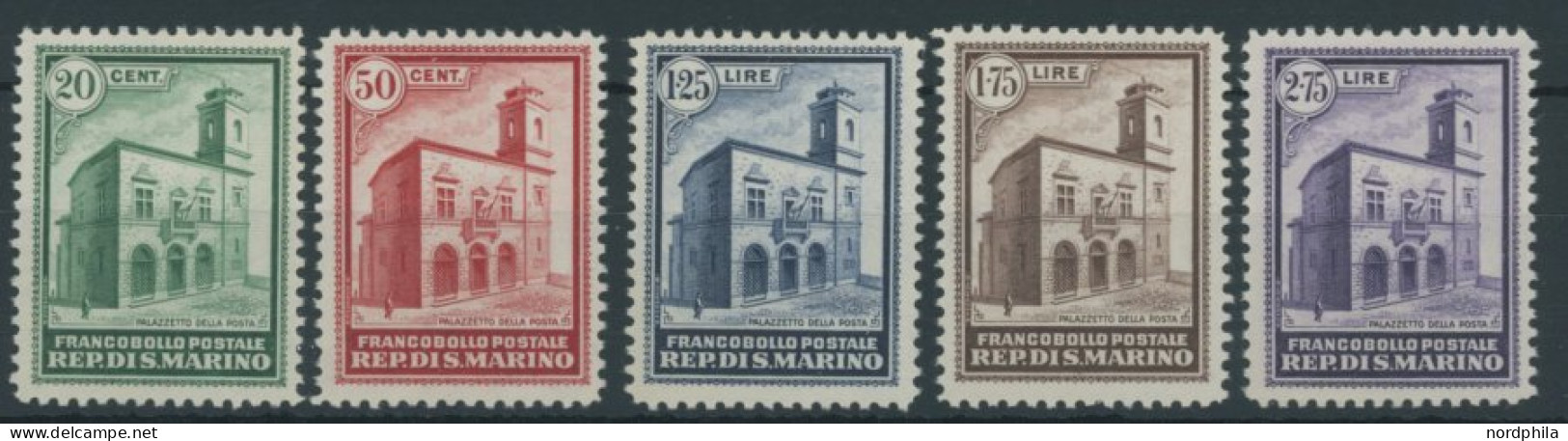 SAN MARINO 175-79 , 1932, Neues Postgebäude, Prachtsatz, Mi. 1300.- - Sonstige & Ohne Zuordnung