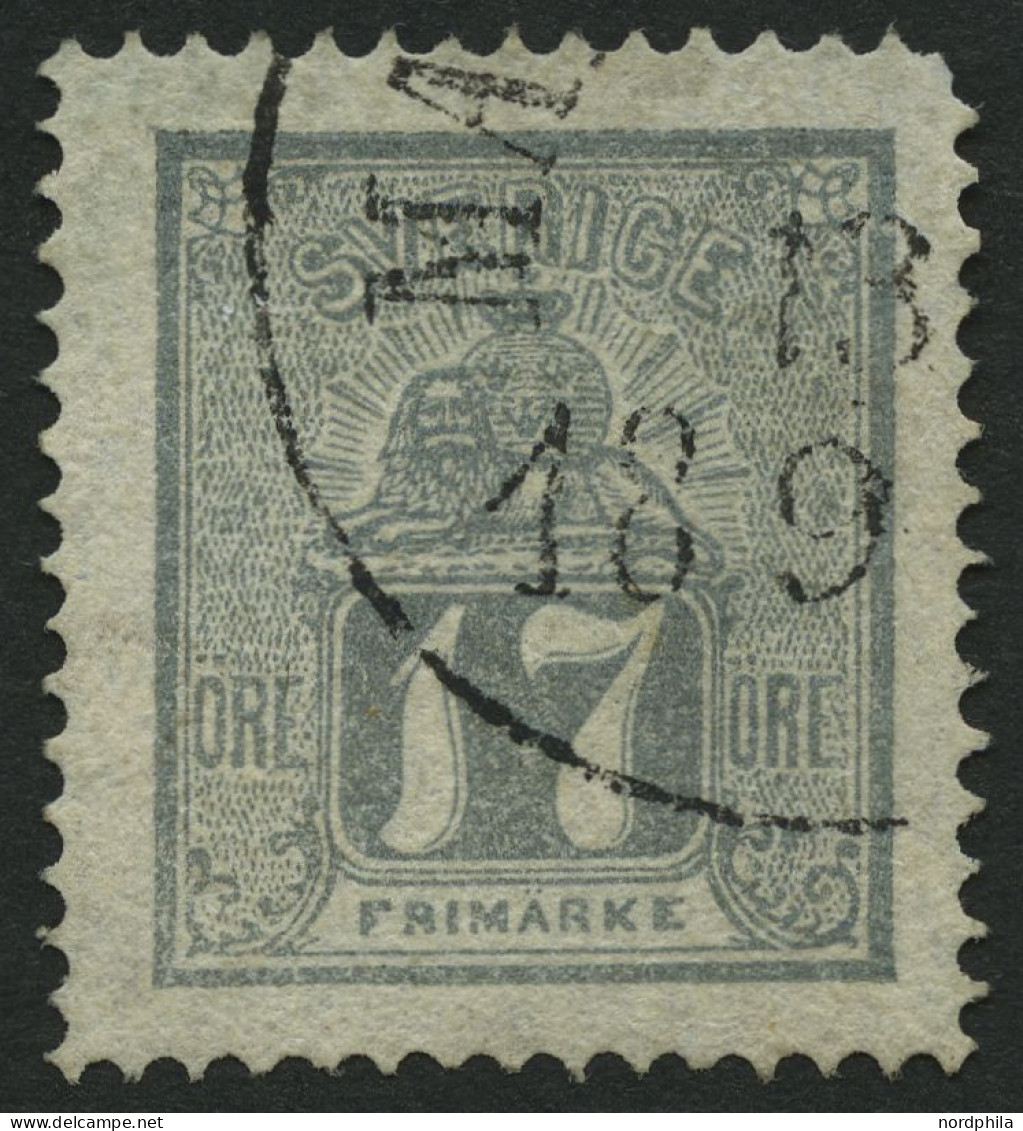 SCHWEDEN 15b O, 1869, 17 Ö. Grau, Obere Rechte Ecke Stumpf Sonst Pracht, Mi. 800.- - Oblitérés