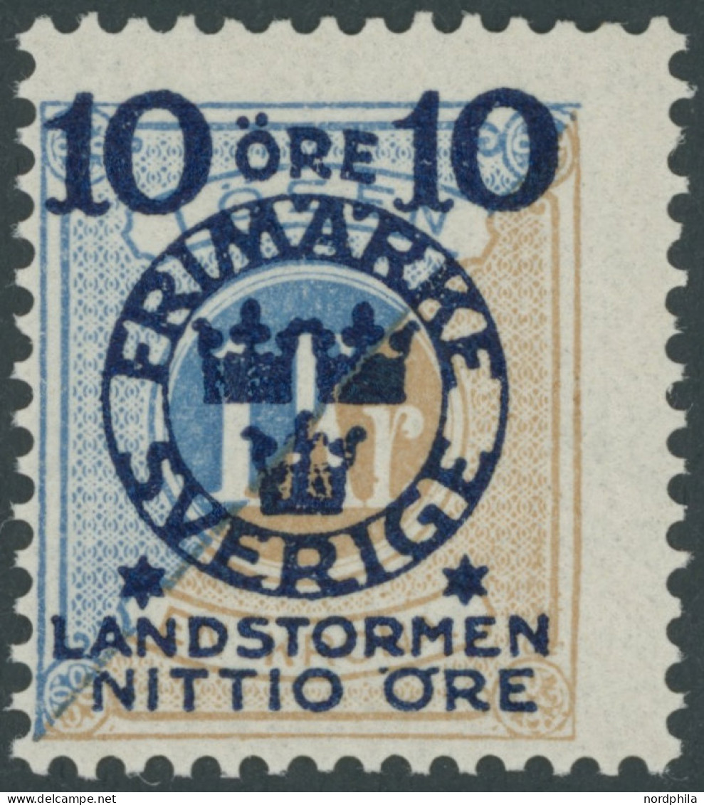 SCHWEDEN 106 , 1916, 10 Ö. Auf 1 Kr. Landsturm II, Postfrisch, Pracht - Sonstige & Ohne Zuordnung