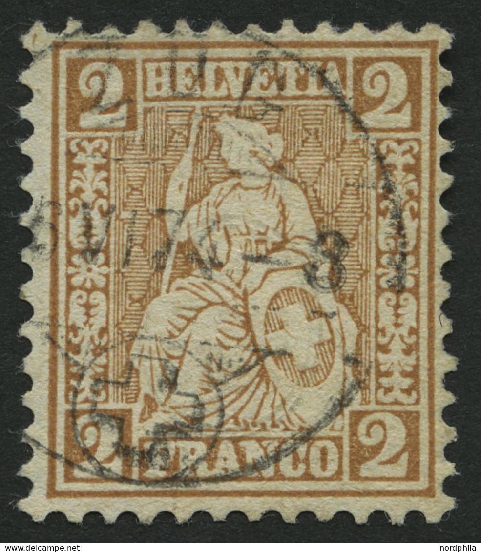 SCHWEIZ BUNDESPOST 29b O, 1867, 2 C. Rotbraun, Pracht, Mi. 240.- - Other & Unclassified