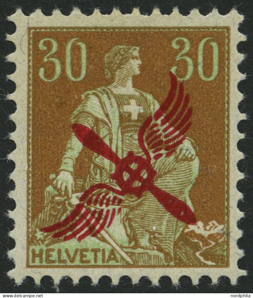 SCHWEIZ BUNDESPOST 152 , 1920, 30 C. Flugverkehr Basel-Frankfurt, Falzrest, Pracht - Ongebruikt