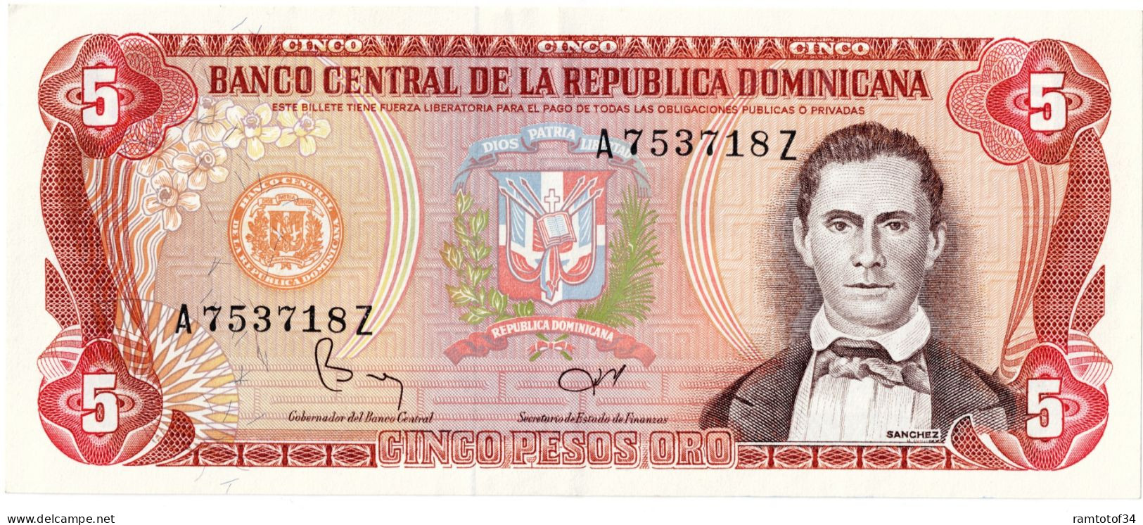 REPUBLIQUE DOMINICAINE - 5 Pesos Oro 1978-1988 - UNC - Dominicaine