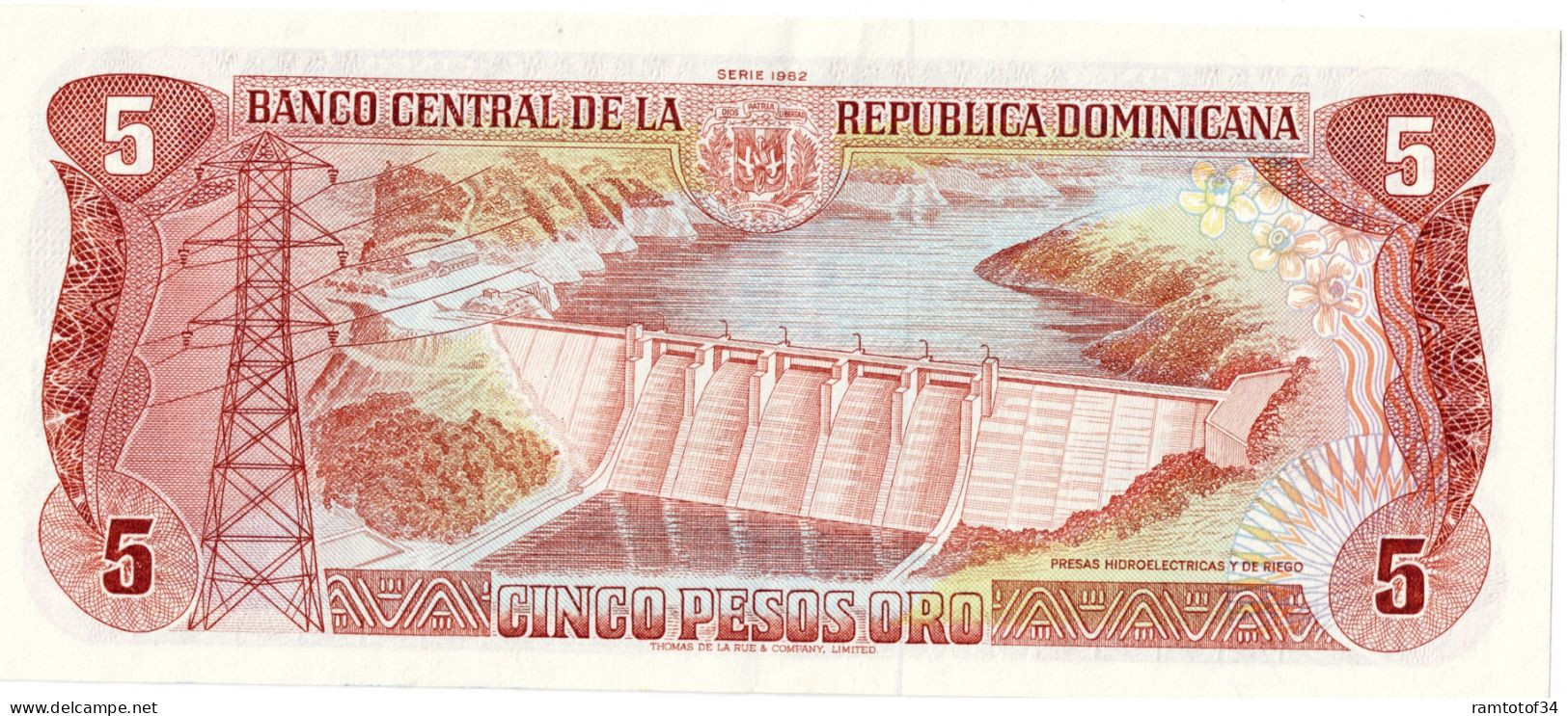 REPUBLIQUE DOMINICAINE - 5 Pesos Oro 1978-1988 - UNC - Dominicana