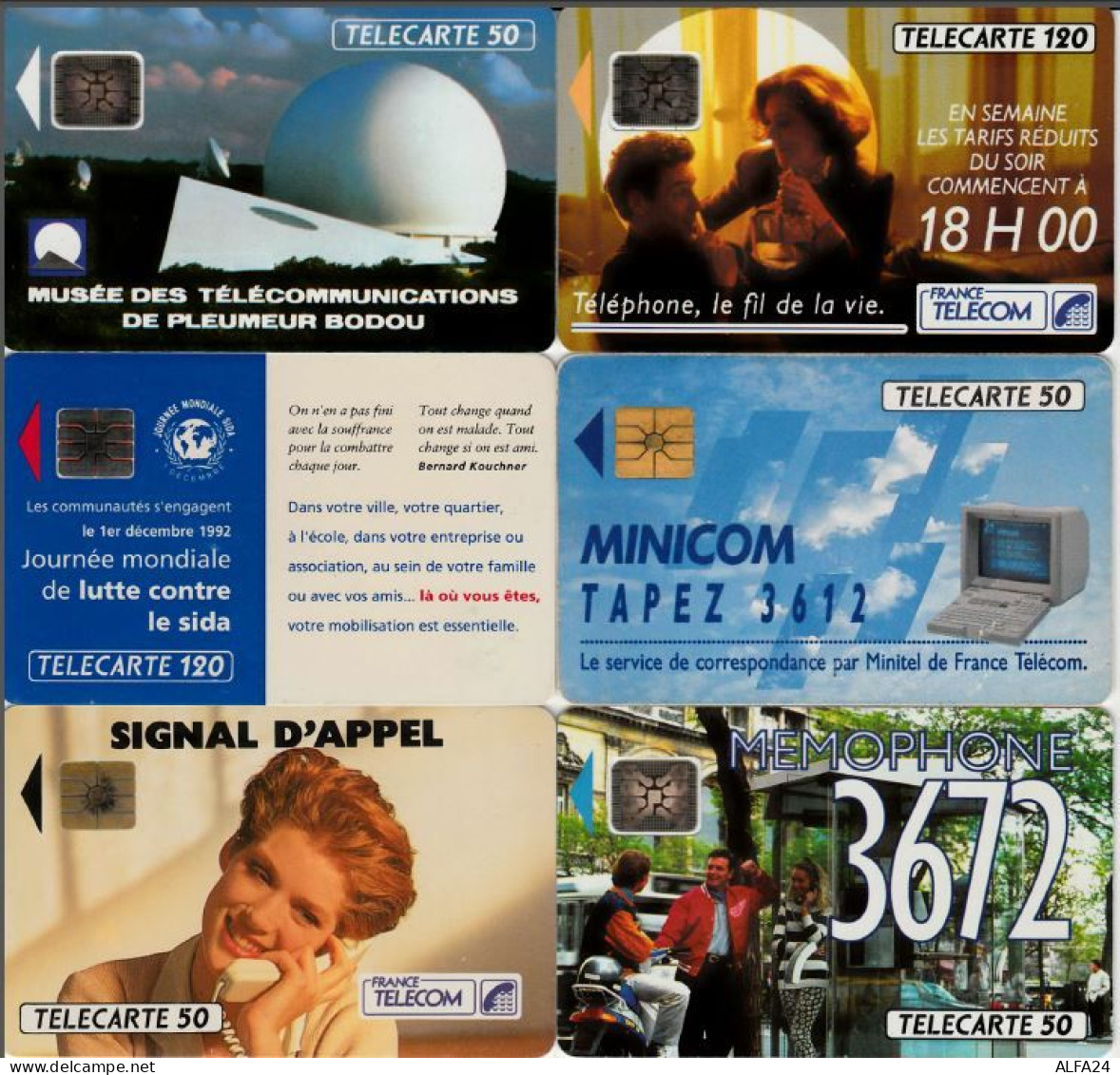 LOTTO 6 TELECARTE FRANCESI ANNO 1992 (92 9 - 1992