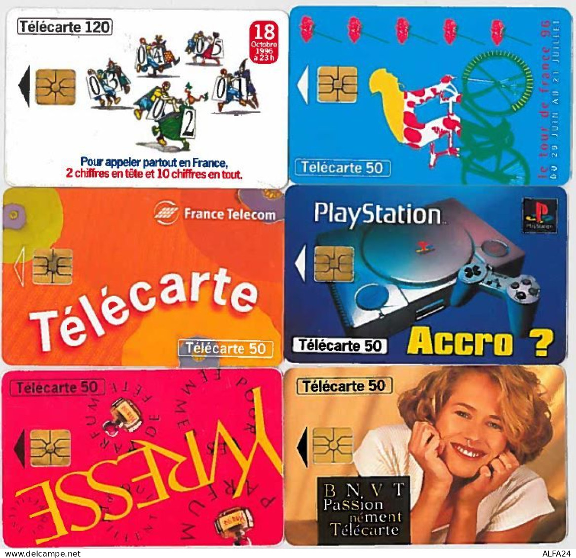 LOTTO 6 TELECARTE FRANCESI ANNO 1996 (96 7 - 1996