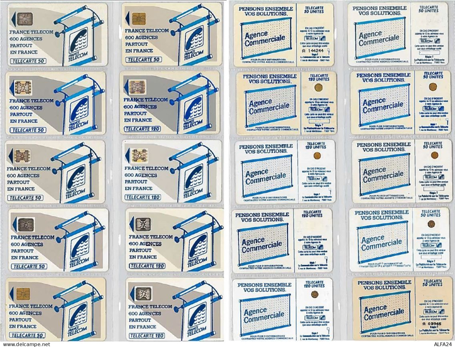 LOTTO 10 TELECARTE SERIE "600 AGENCES" DIFFERENTI (AF3 - 600 Agences