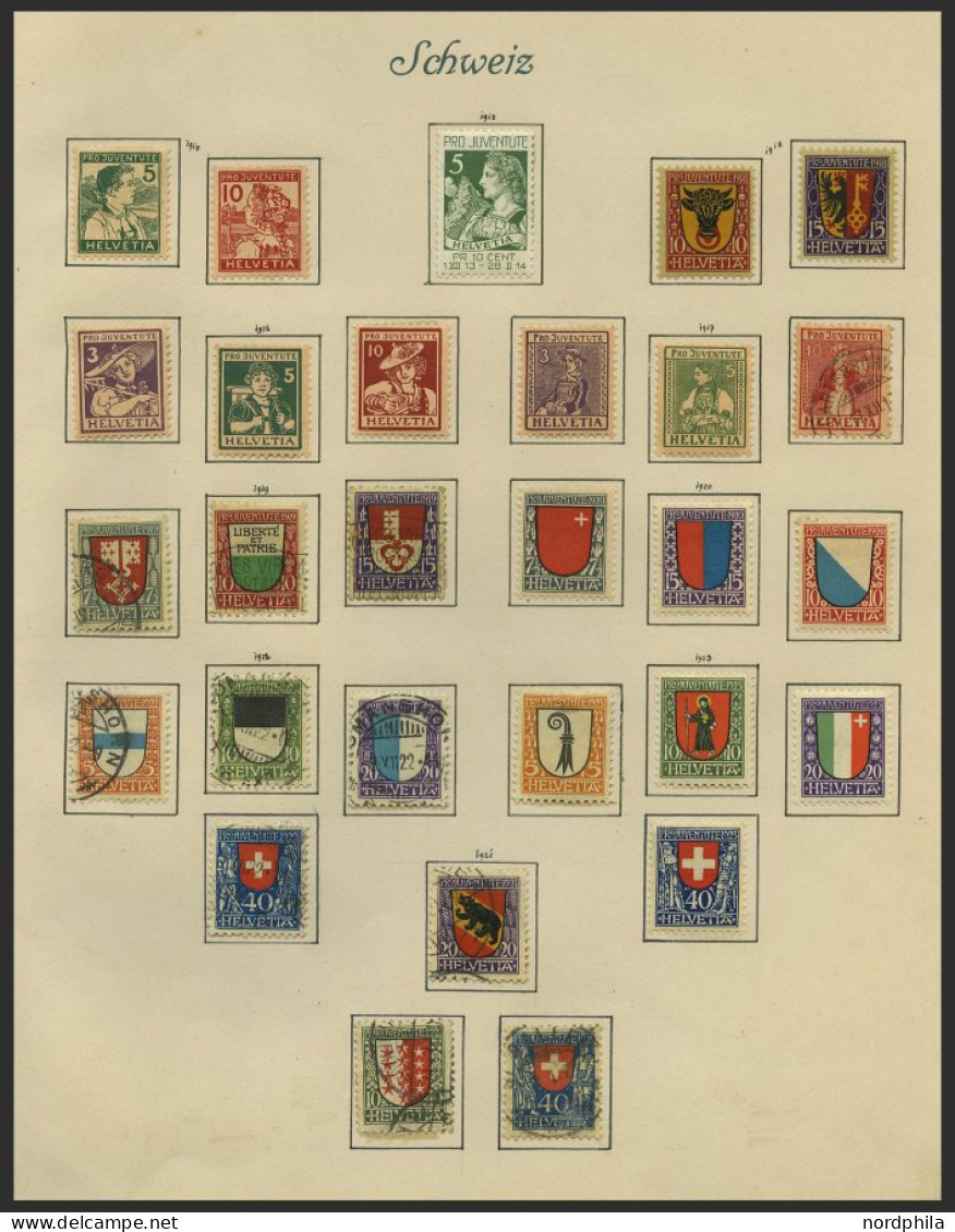 SAMMLUNGEN , O, 1913-48, Kleine Alte Sammlung Pro Juventute Auf Seiten, Mit Block 3 Gestempelt, Fast Nur Prachterhaltung - Collections