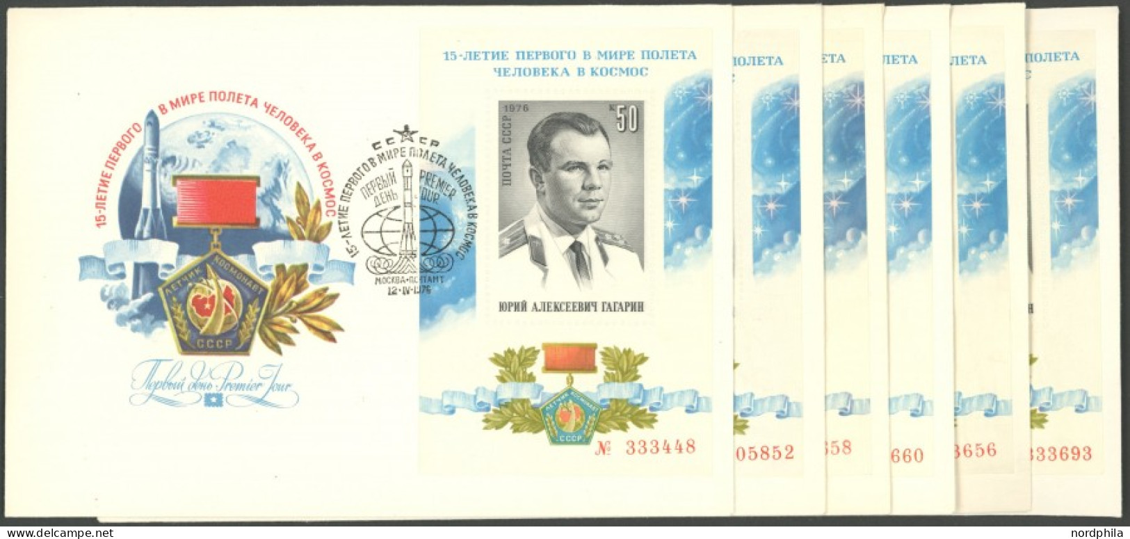 SOWJETUNION Bl. 111 BRIEF, 1976, Block Kosmonauten, 6x Auf FDC, Pracht, Mi. 72.- - Autres & Non Classés
