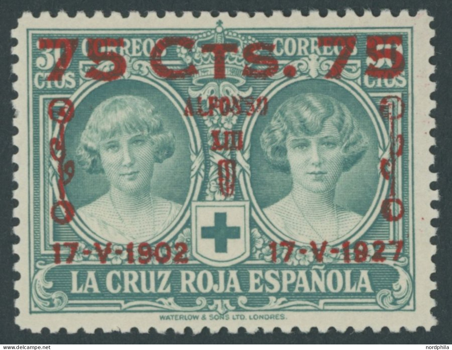 SPANIEN 344 , 1927, 75 C. Auf 30 C. 25. Jahrestag Der Krönung II, Postfrisch, Pracht, Mi. 350.- - Sonstige & Ohne Zuordnung