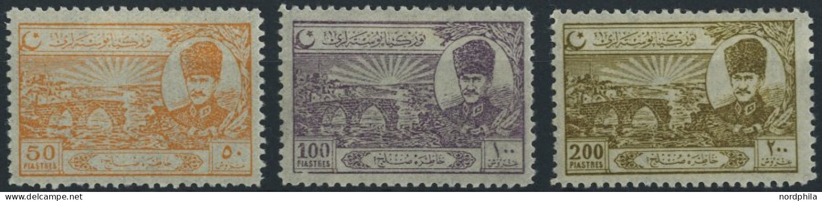 TÜRKEI 804-06 , 1924, 50 - 200 Pia. Frieden Von Lausanne, Falzrest, 3 Prachtwerte - Autres & Non Classés