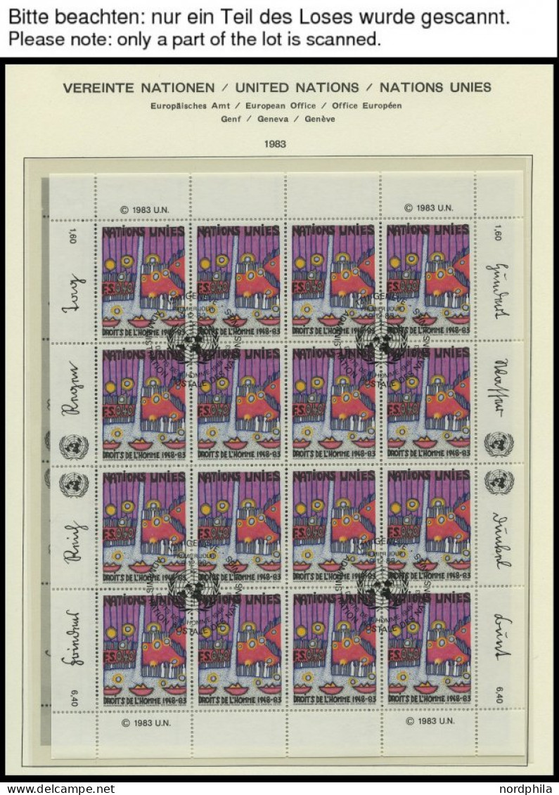 UNO - GENF KB O, 1983-89, 4 Verschiedene Kleinbogensätze: Mi.Nr. 117/8, 158/9, 165/6 Und 180/1 Mit Zentrischen Ersttags- - Sonstige & Ohne Zuordnung