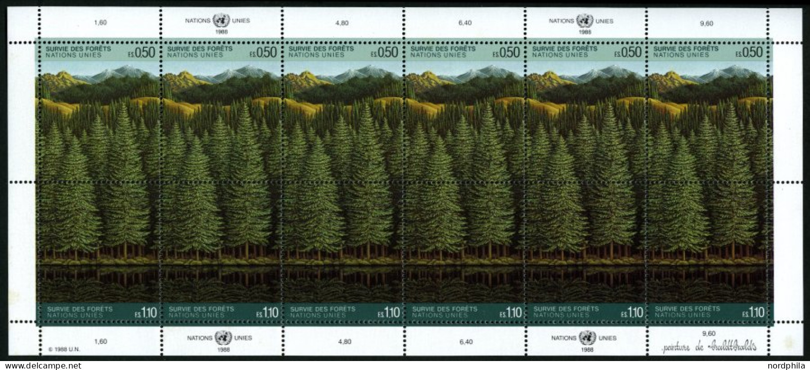 UNO - GENF 165/6KB , 1988, Rettet Den Wald Im Zusammendruckbogen, Pracht, Mi. 60.- - Sonstige & Ohne Zuordnung