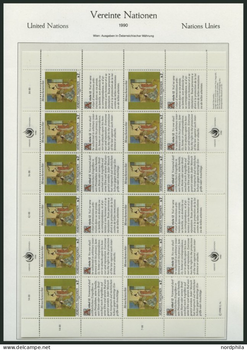 UNO - WIEN KB , 1989-93, Menschenrechte, Alle 5 Sätze In Kleinbogen, Pracht, Mi. 112.- - Other & Unclassified