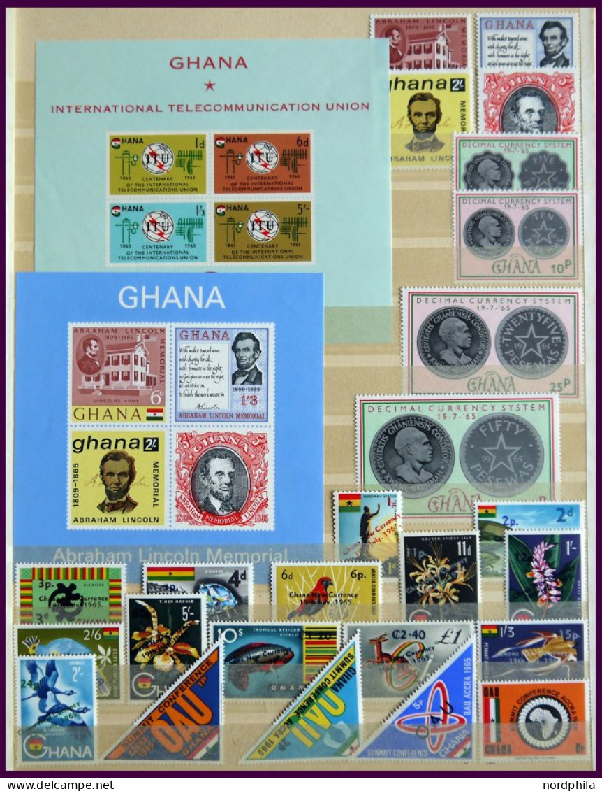 GHANA , , 1957-80, ungebrauchte, wohl fast komplette Sammlung im Einsteckbuch, mit vielen Blocks und Kleinbogen, Prachte
