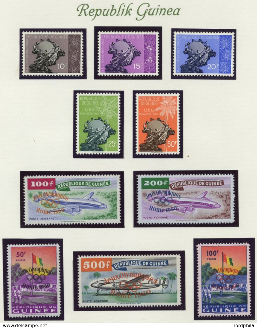 GUINEA , Fast Komplette Postfrische Sammlung Guinea Von 1959-63, Mi.Nr. 1-25 In Viererblocks, Mit Mi.Nr. 49-53 Etc., Pra - Guinee (1958-...)