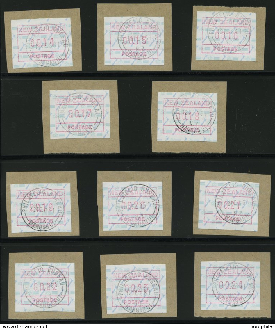 NEUSEELAND A 2 BrfStk, Automatenmarken: 1986, 0.01 - 00.24 C. Landkarte, Postemblem Und Flagge, 24 Verschiedene Werte Au - Other & Unclassified