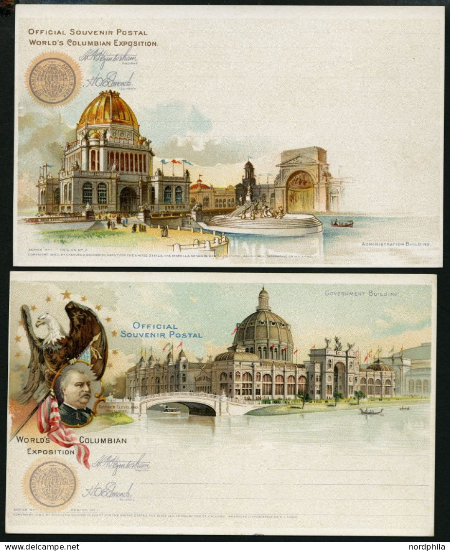 GANZSACHEN 1893, WORLD`S COLUMBIAN EXPOSITION, 11 Verschiedene Ungebrauchte 1 C. Postal Cards Der Serie Goldsmith, Prach - Sammlungen