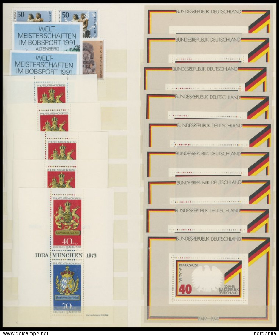 SLG., LOTS DEUTSCHLAND ,o , ca. 1965-91, meist postfrische Partie Bundesrepublik und Berlin, mit vielen Blocks, dazu etw