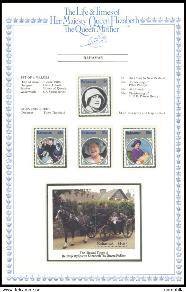 SLG. ÜBERSEE , British Commonwealth: 1985, The Queen Mother, Spezialsammlung Im Ringbinder Mit Vielen Ausgaben Und Block - Autres & Non Classés