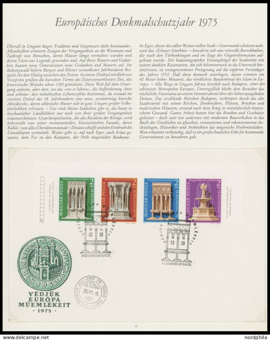 SONSTIGE MOTIVE ,Brief,BrfStk , Europäisches Denkmalschutzjahr 1975 Im Borek Spezial Falzlosalbum, Mit Einzelmarken, Str - Denkmäler