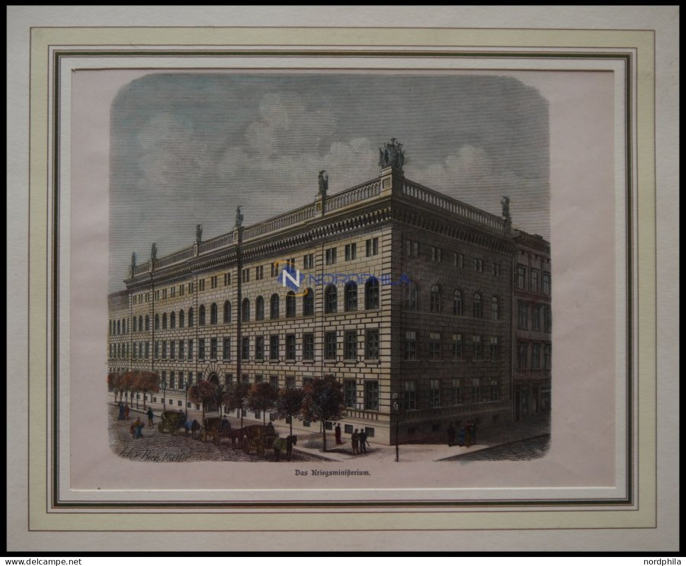 BERLIN: Das Kriegsministerium, Kolorierter Holzstich Um 1880 - Stiche & Gravuren